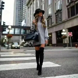Stuart Weitzman Lowland black  over the knee boots 8 Made in Spain retail $920